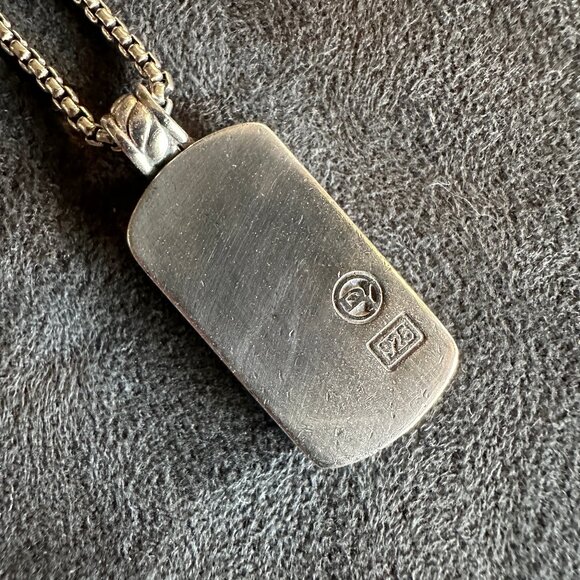 David Yurman Midnight Melange Dog Tag w/ Diamonds Necklace - 18" - RARE - Picture 9 of 16